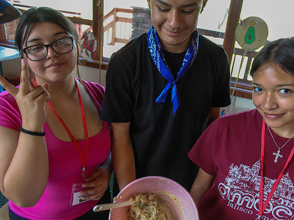 campers making cookies