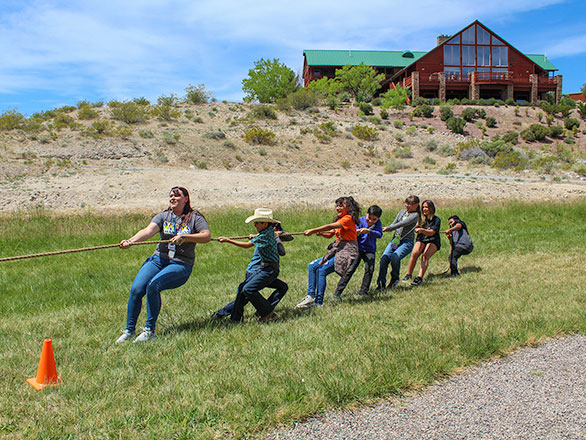 campers playing tug-a-war