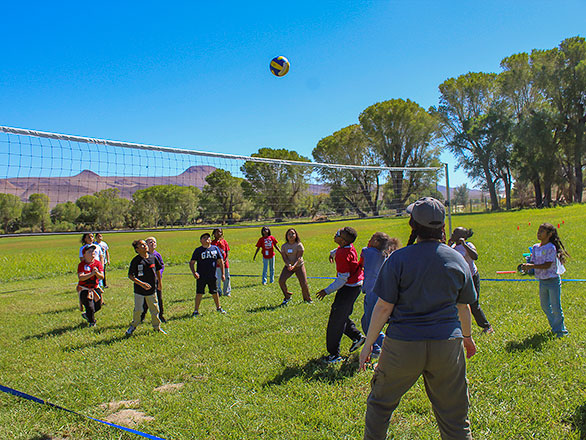 campers playing volleyball