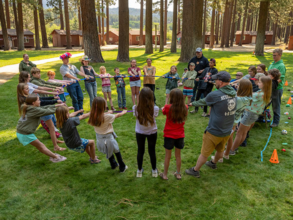 campers working on team building skills