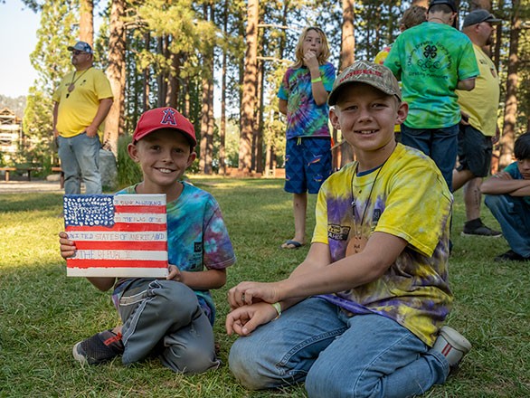 campers showwing off USA flag artwork