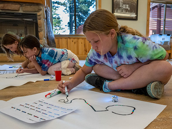 camper mapping out path for their micro-robot
