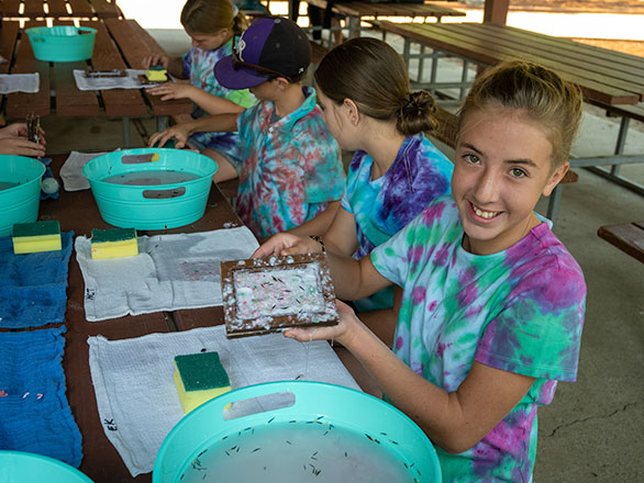 campers making paper