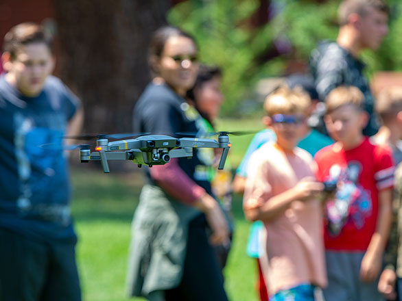 campers flying drones