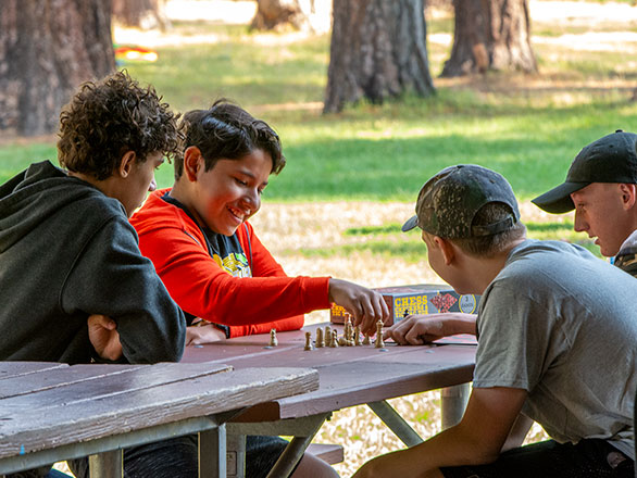 campers playing chess