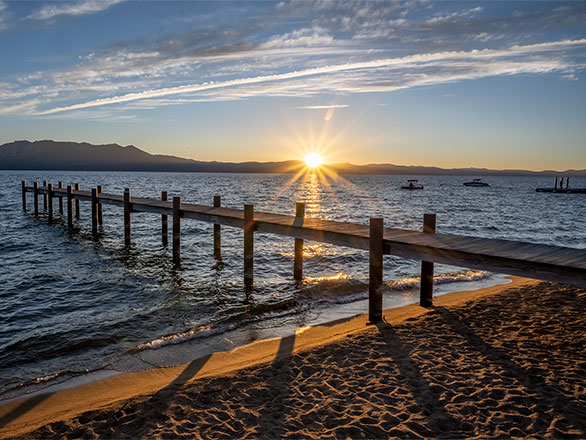 lake tahoe sceen from the camp's beach