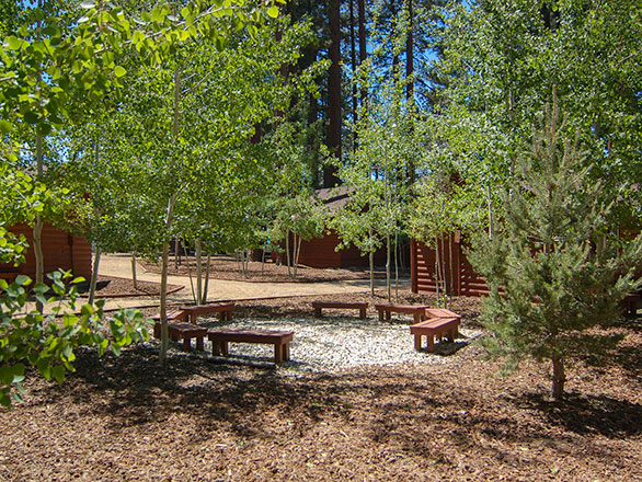 courtyard in front of cabins