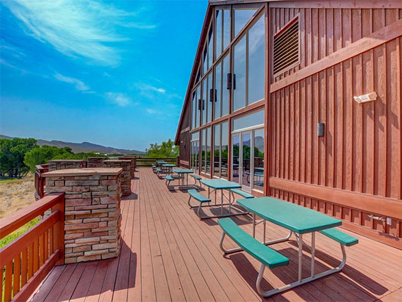 first floor open deck looking south